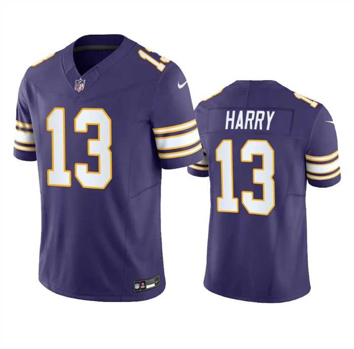 Men & Women & Youth Minnesota Vikings #13 N%27Keal Harry Purple 2023 F.U.S.E. Throwback Vapor Untouchable Limited Jersey